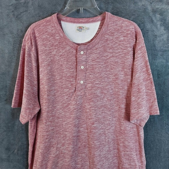 Faherty Other - Faherty Shirt Men's Size XL Henley Red Heather Stretch S/ S T-shirt Button‎